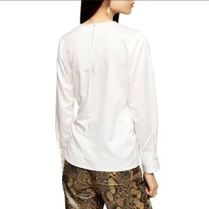 Topshop Side Tie Long Sleeve White Blouse Top Sz 4